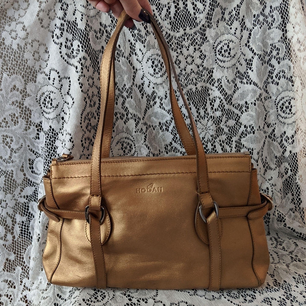 Hogan (Tod's) Metallic Gold Leather Purse